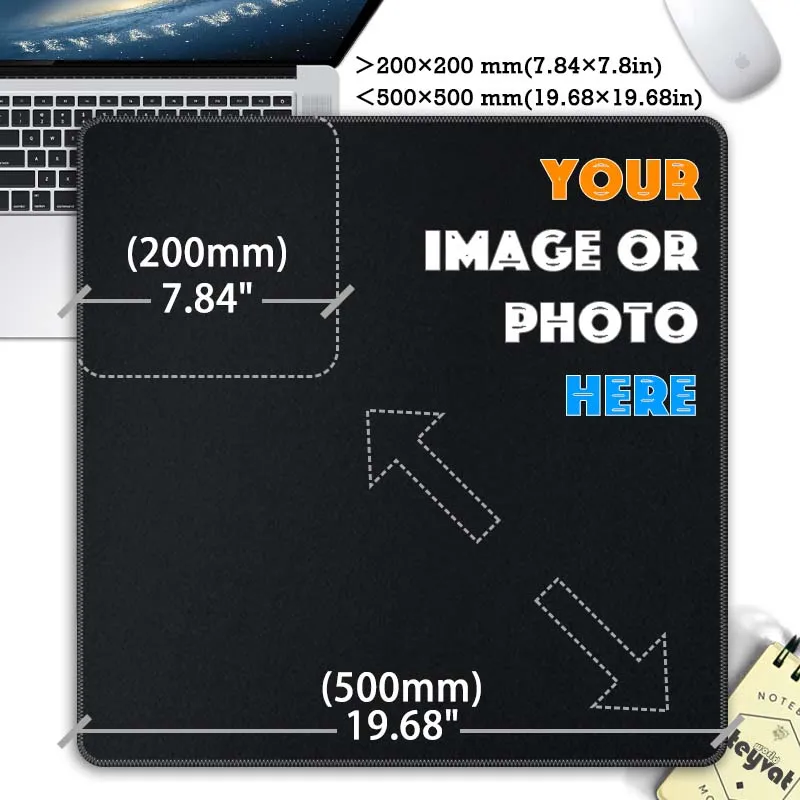 

40x45cm Custom Gaming Mouse Pad 450x400mm - Large Non-Slip Desk Mat, Design with Text/Image/Logo