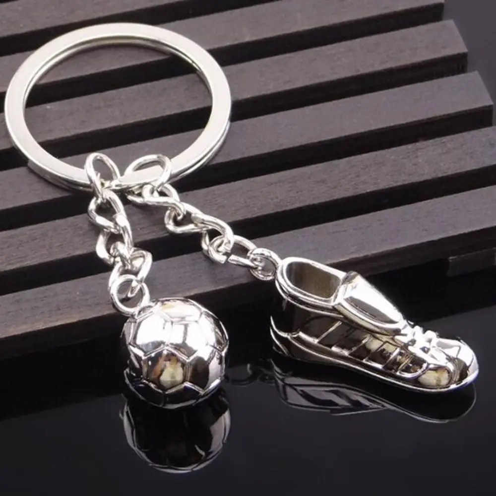 1PC Creative Soccer Shoes Keychain Metal Football Ball Keyring Bag Pendant for Sports Souvenir Metal Toy Football Accessories