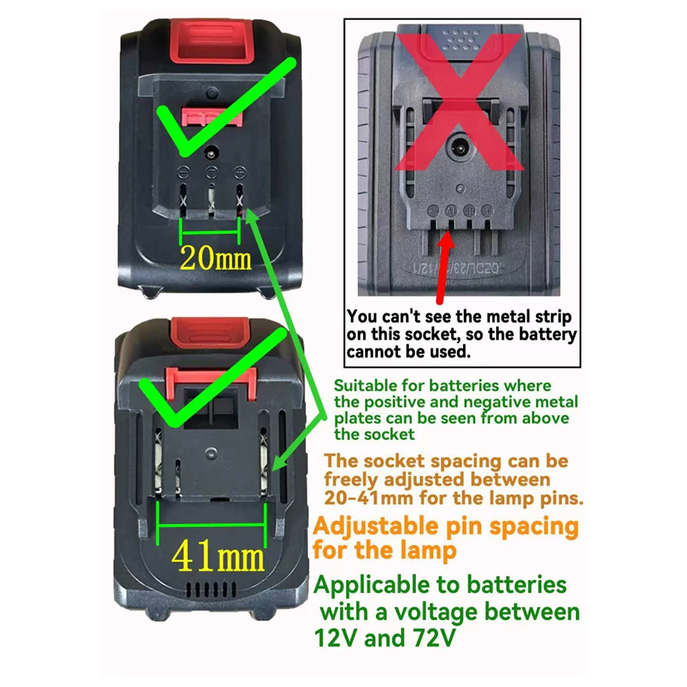 14W LED Working Light Camping Lantern Mini Pocket Work Light Inspection For 12-72V Battery Mini Flashlight Power Tools