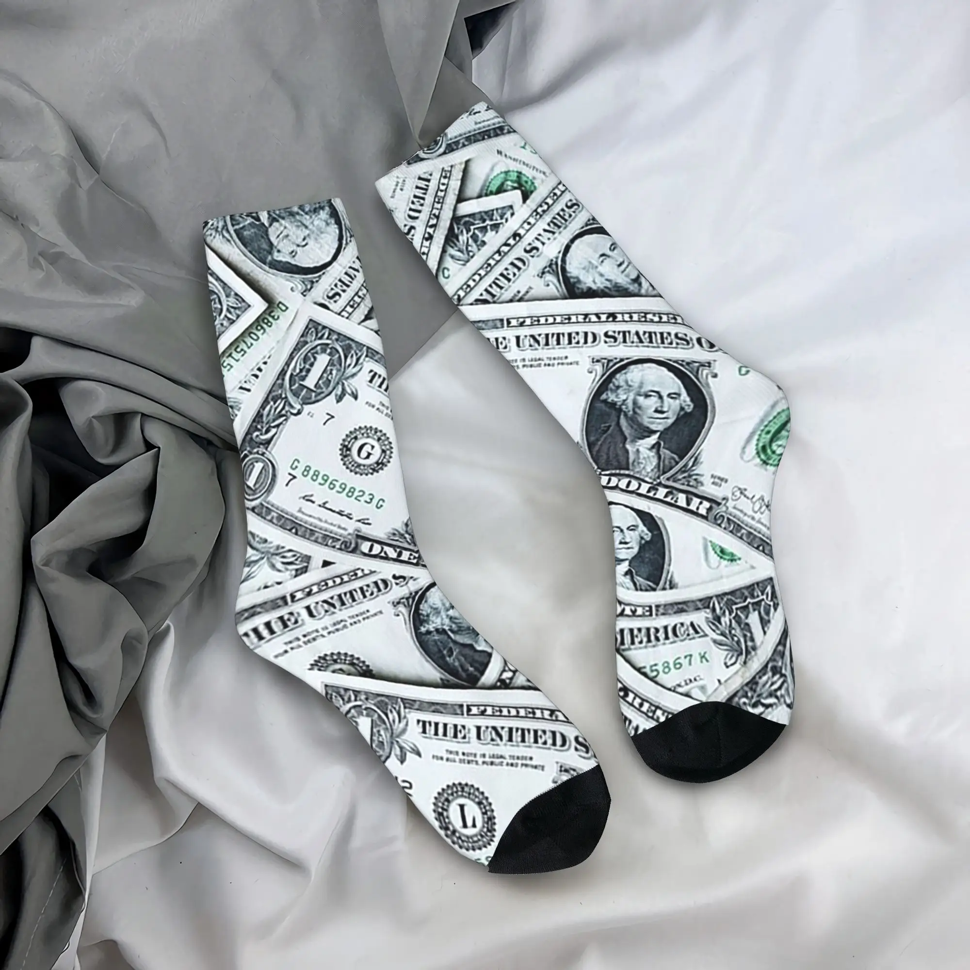 

Носки на все сезоны с рисунком долларовой купюры, длинные носки в стиле Харадзюку, хип-хоп, аксессуары для мужчин и женщин, подарки