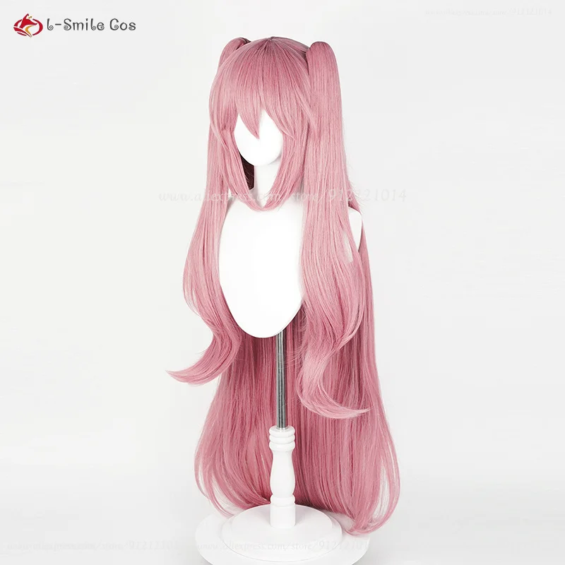 Peruca Cosplay Anime Krul Tepes, peruca rosa com 2 presilhas de rabo de cavalo, resistente ao calor, cabelo sintético, Halloween Wigs Plus Wig Cap, 110cm