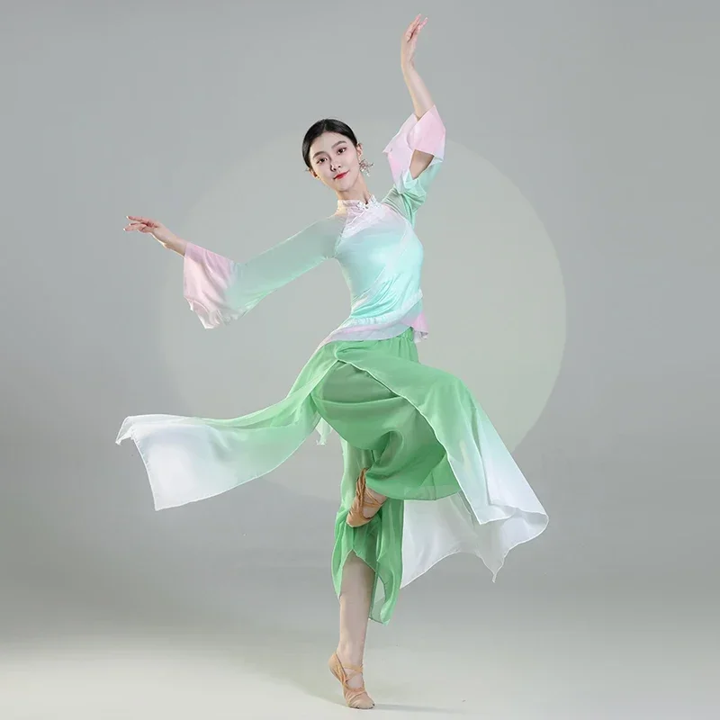 

Hanfu женский классический танцевальный костюм зонтик веер танцевальное платье для взрослых женщин Yangko платье народный квадратный танец костюмы Yangge