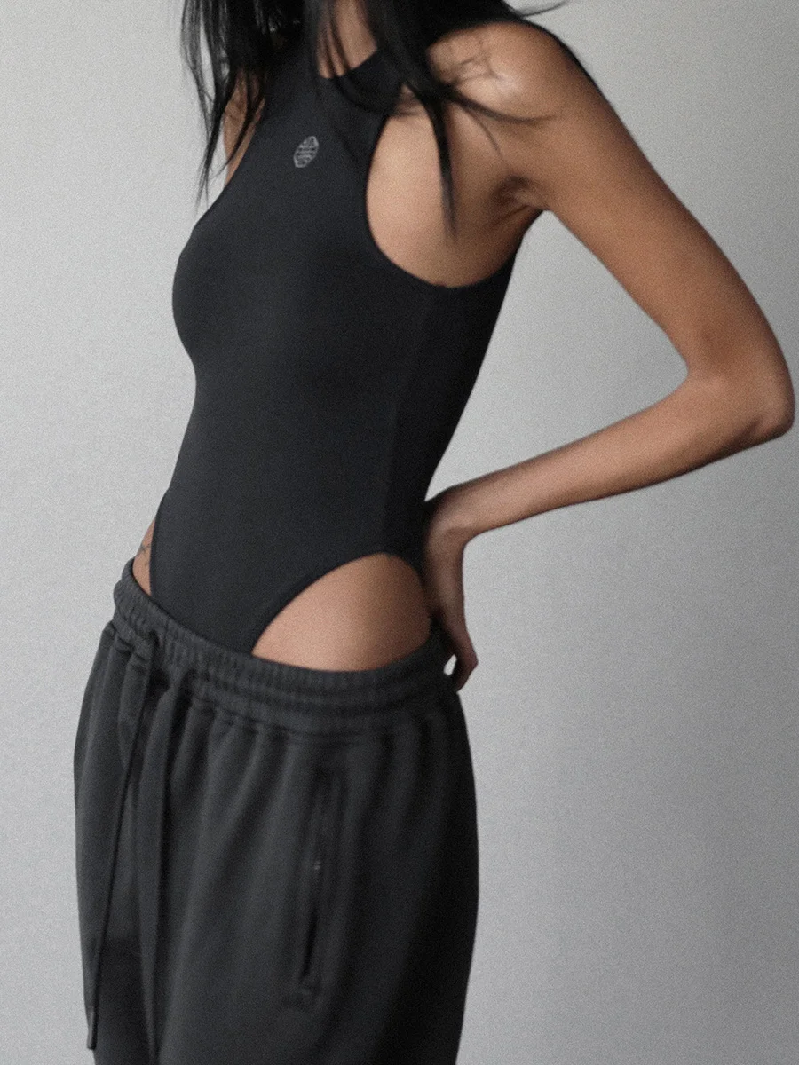 American Style Black  Jumpsuit with Chest Pad Lyocell Cotton Work Back Strap Tight Halter Neck Jumpsuit Top Streetwear