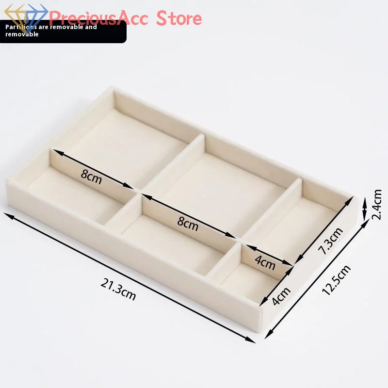 Velvet Jewelry Tray Display Case Portable Earring Necklace Holder Packaging Box Grey Beige Stackable Jewelry Organizer Boxes
