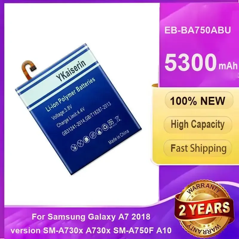 

5300mAh For Samsung Galaxy A7 2018 Version SM-A730x A730x SM-A750F A10 Robust Mobile Phone Battery EB-BA750ABU Hardwearing