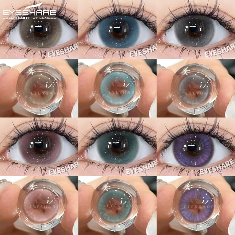 EYESHARE 2 Stück Natürliche Farbige Kontaktlinsen für Augen Blaue Linsen Grüne Augenkontaktlinsen Weiche Schönheits-Make-up Rosa Pupillen-Linsen Jährlich