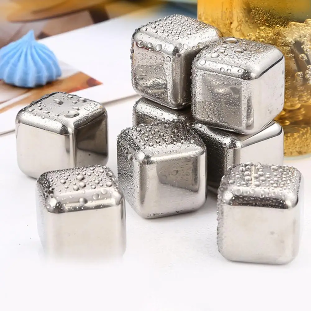 1/4/8/12 Pcs 2.7cm Diameter Stainless Steel Ice Cubes Set Reusable Chilling Stones For Whiskey Bar Party Kitchen Accessories