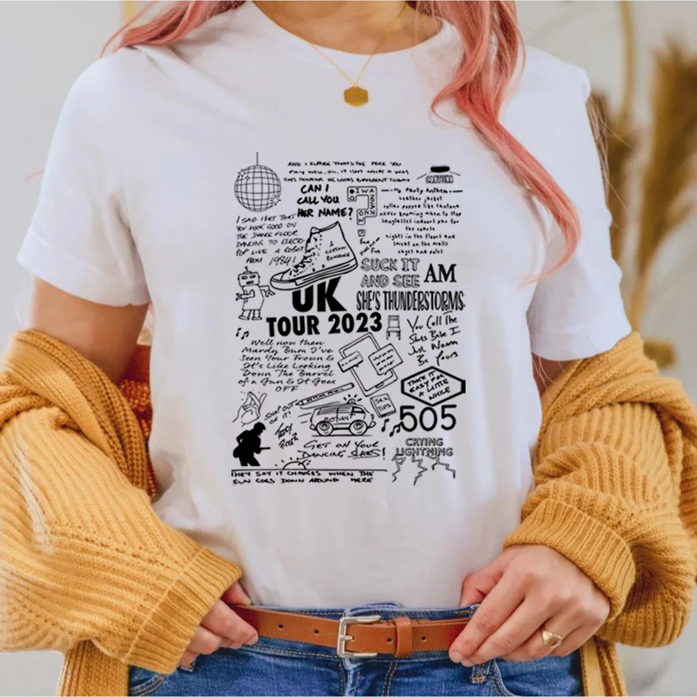 Arctic Music Lyrics Fan Art  Monkey Band T Shirt UK Tour 2023 Tshirt Concert Shirts Fans Gifts Unisex Short Sleeve Casual Tops