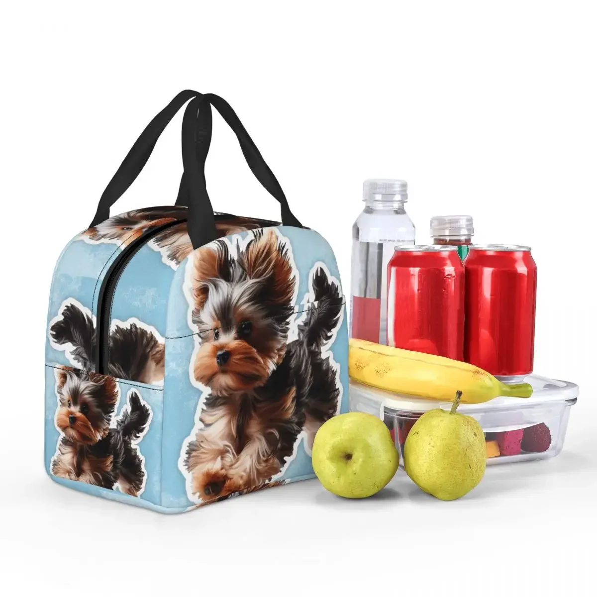 Yorkshire Terrier Dog Pattern Insulated Lunch Bag for Women Kids Portable Food Boxes Thermal Lunch Box Tote
