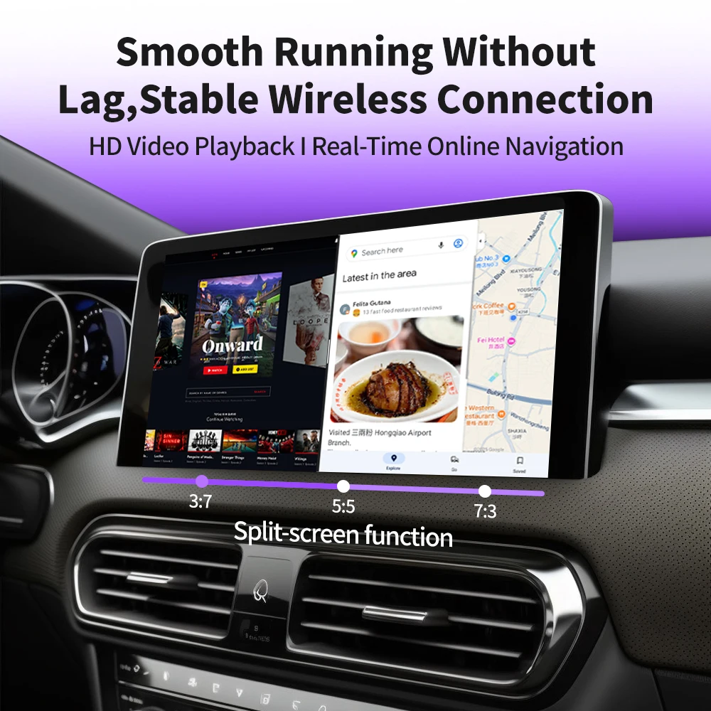 Afbeelding 4: X-YUNS 8+128G Draadloze CarPlay Adapter Android 16.0 4G LTE Ingebouwde GPS Draadloze Android Auto AI Box Plug&Play Ondersteunt Netflix