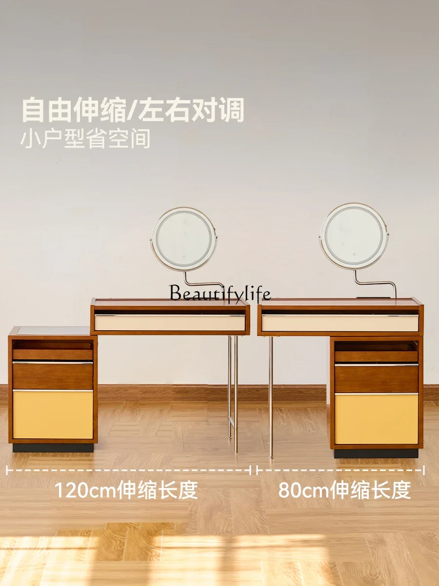 

yj5 Solid Wood Dressing Table Storage Cabinet Integrated Mid-century Style Bedside Table