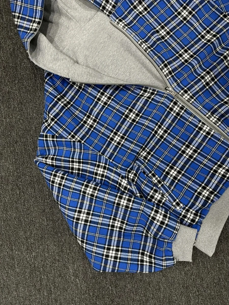 

Мужская толстовка на молнии в стиле хип-хоп 90-х годов в готическую синюю полоску в клетку спереди и сзади, две толстовки, свободный серый хлопковый свитшот