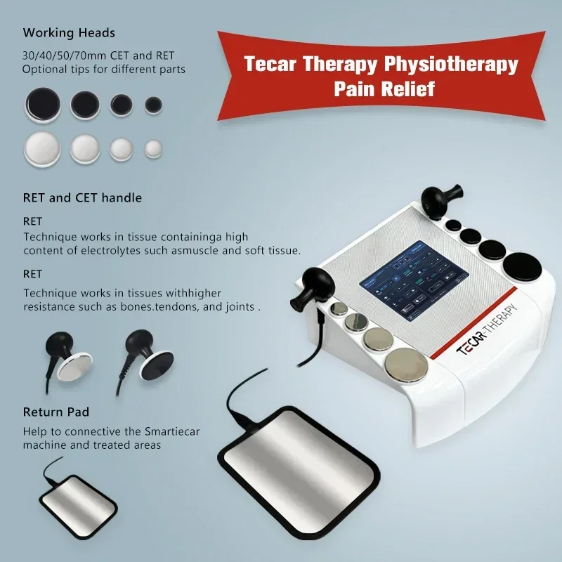 Nueva terapia Tecar monopolar RF máquina de diatermia RET CET mango fisioterapia alivio del dolor corporal