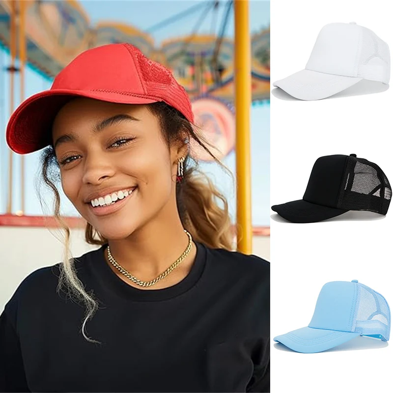 

Solid Color Trucker Cap for Men and Women Casual Mesh Baseball Caps Unisex Adjustable Streetwear Hats Hip Hop Summer Visor Hat