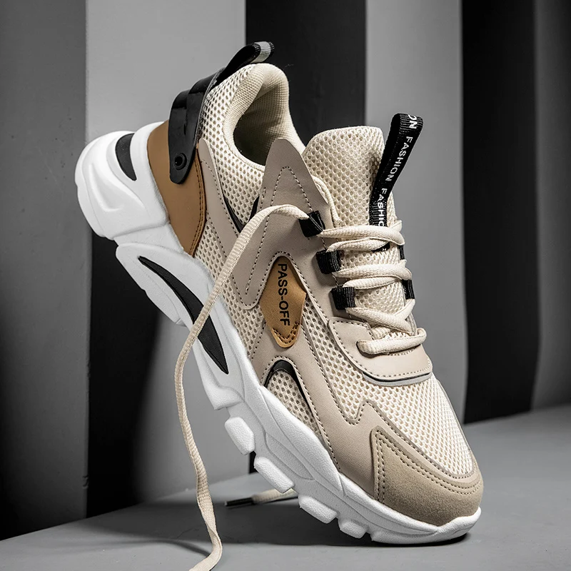 Men's shoes 2025 spring lightweight mesh breathable thick soled casual shoes men's Korean version fashion sports shoes summer