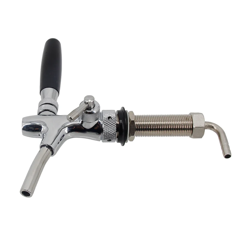 Standard European Beer Flow Control Faucet with 100mm Shank & 8mm Elbow Tailpiece G5/8