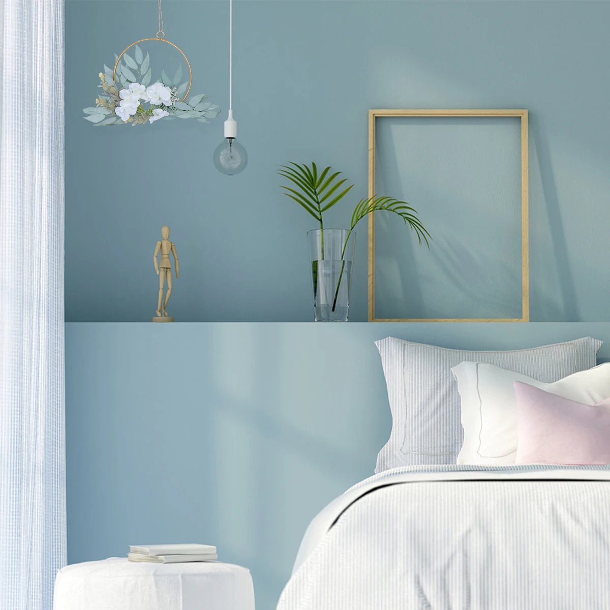 

Iron Wreath Decor Creative Design Home Wedding Decoration Natural Feel Vitality Photo Props White Wreath Decor