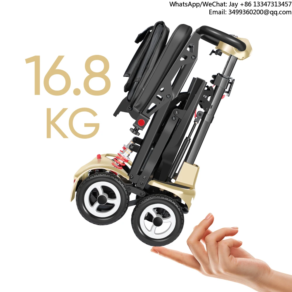 

Portable Lightweight Folding Electric Mobility Scooter 16.8kg Magnesium Small Suitcase 4 Wheel Mobility Scooters For Adults