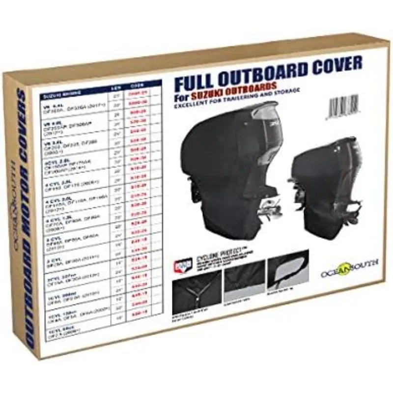 أغطية كاملة مناسبة حسب الطلب من Oceansouth لمحرك سوزوكي الخارجي (DF15A، DF20A 2CYL 327cc (من 2012 إلى 2024)، طول الساق: 15 بوصة)