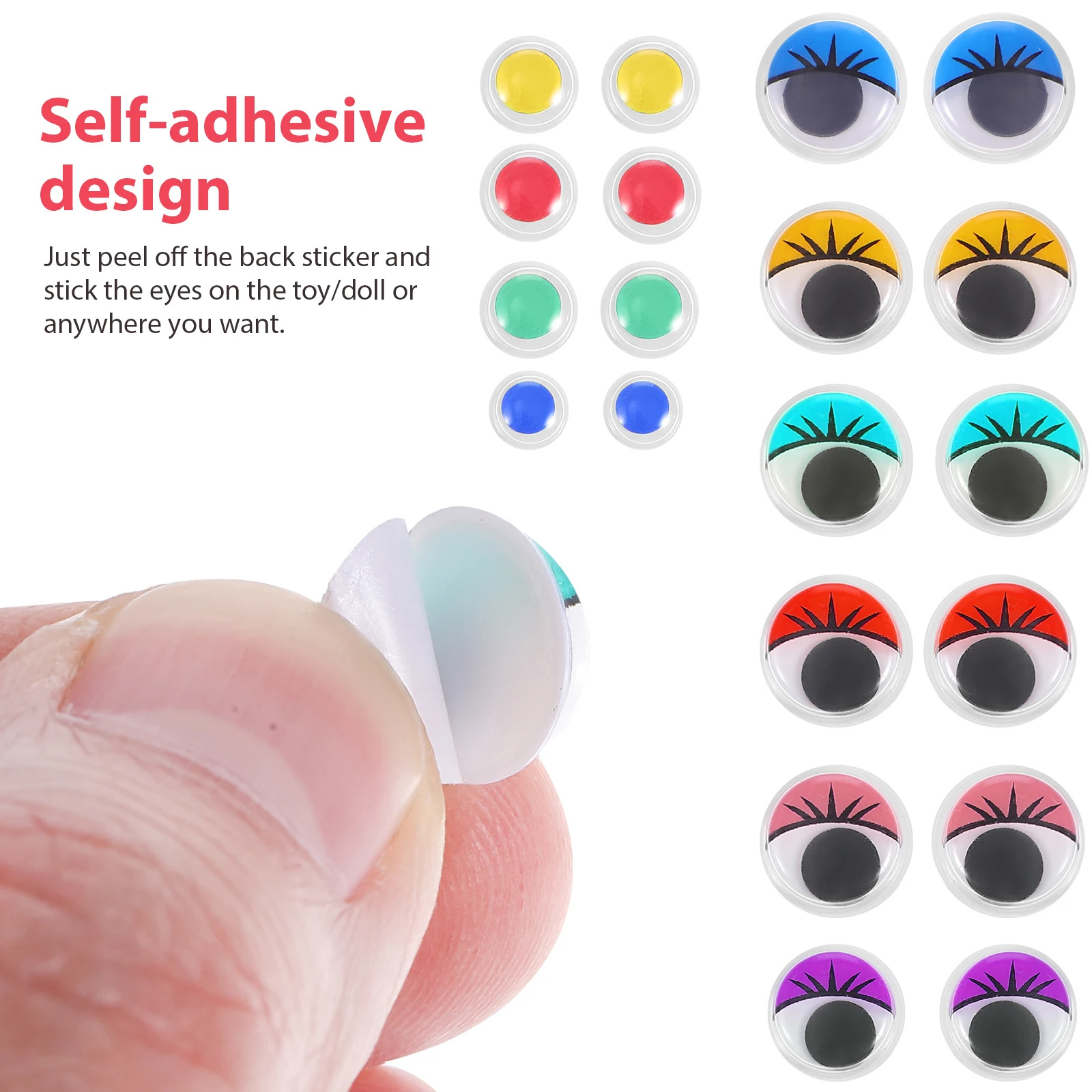 

600pcs Wiggle Self-Adhesive Small Sticky Wobbly For Kids Diy Crafts Making Plastic Wobbly Eyes Creative Eye Making Craft Sticky