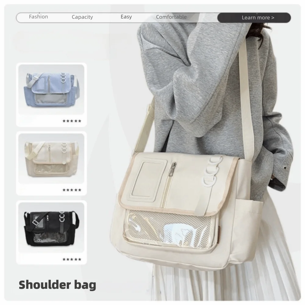 

Прозрачная сумка-кроссбоди Y2K, водонепроницаемая, в японском стиле JK Ita Bag, легкая, с возможностью DIY-дизайна, для школы, в стиле Харадзюку