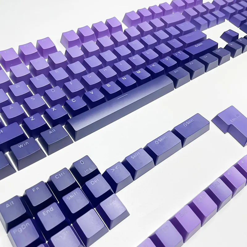 Purple Gradient Translucent Personalized Keycaps 134KeysPBT Material OEM Profile Doubleshot For 61/64/68/104 Mechanical Keyboard