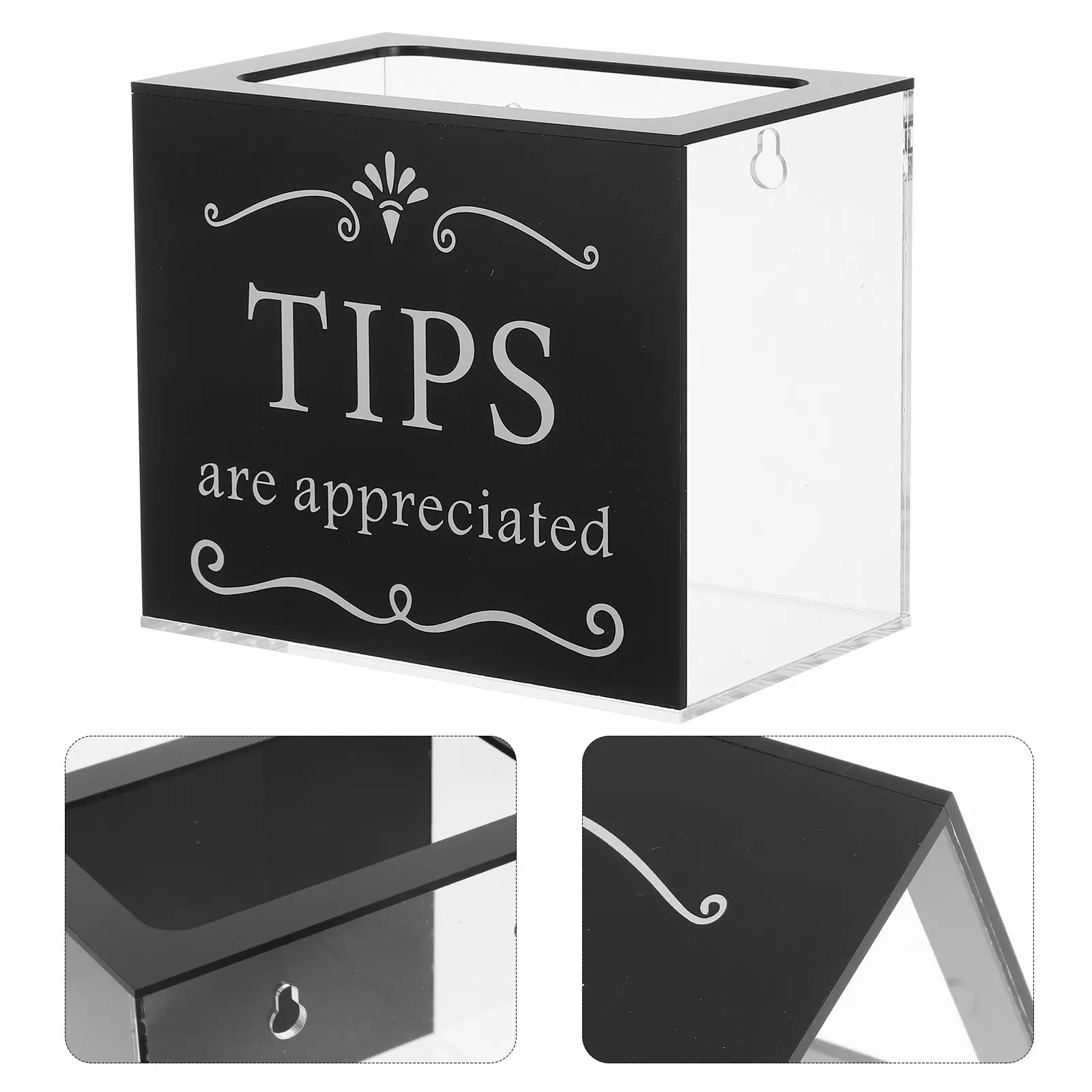 

Acrylic Suggestion Box Clear Black Rectangular Locking Tip Jar Money Collection Cash Donation Raffle Ticket Box for Bars Cafes