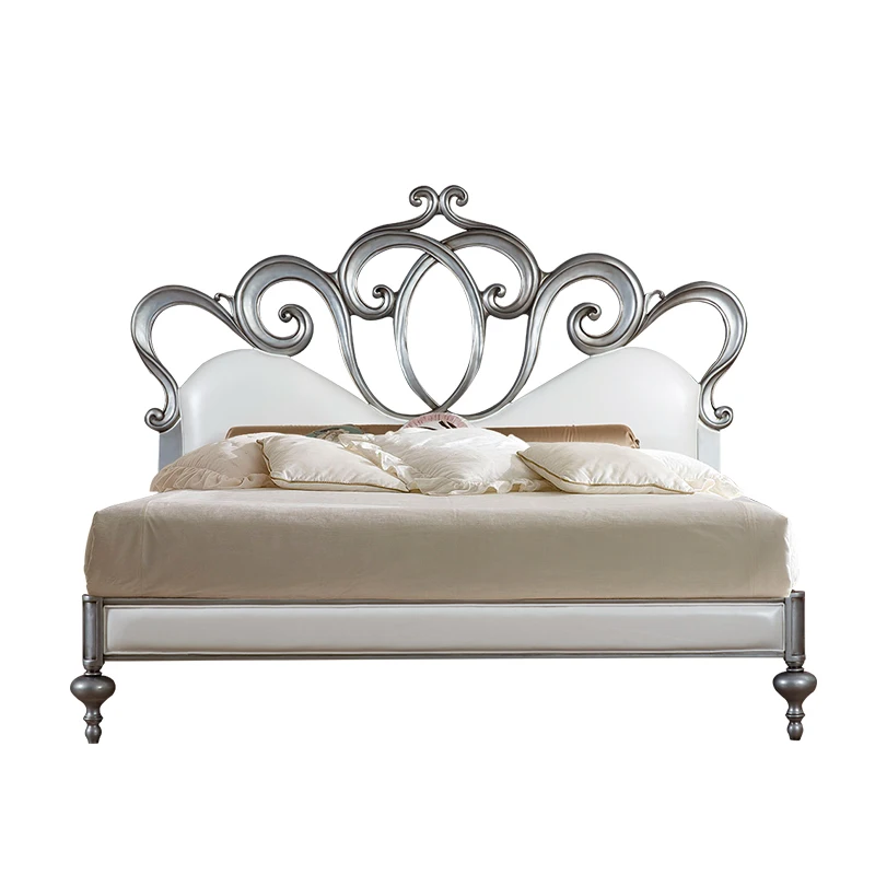

Double bed Solid wood hollow Bedroom Princess Wedding bed