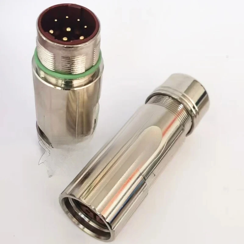 M23 servo motor connector 6-core 8-core M923 power plug 8pin curved connector with internal thread 6-hole