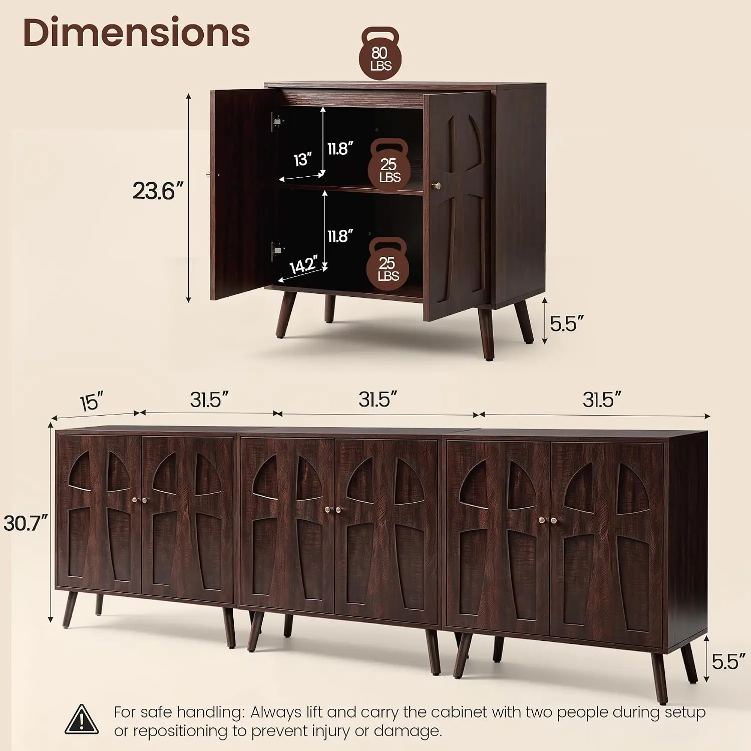 Sideboard Buffet Cabinet, 94.5