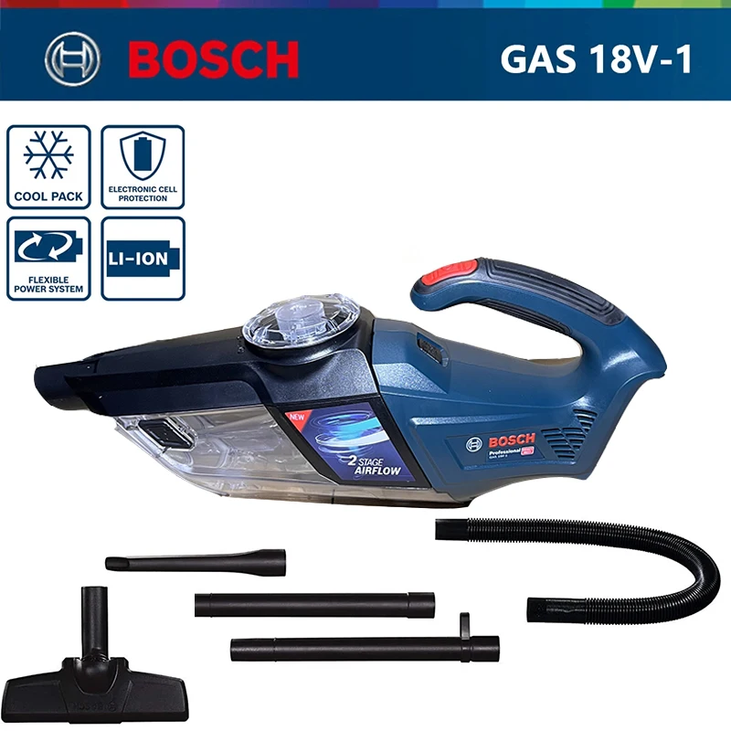 Bosch GAS18V-1 Wireless Handheld Vacuum Cleaner Rechargeable High Power Small Strong Lithium Electric Construction Dust Remover