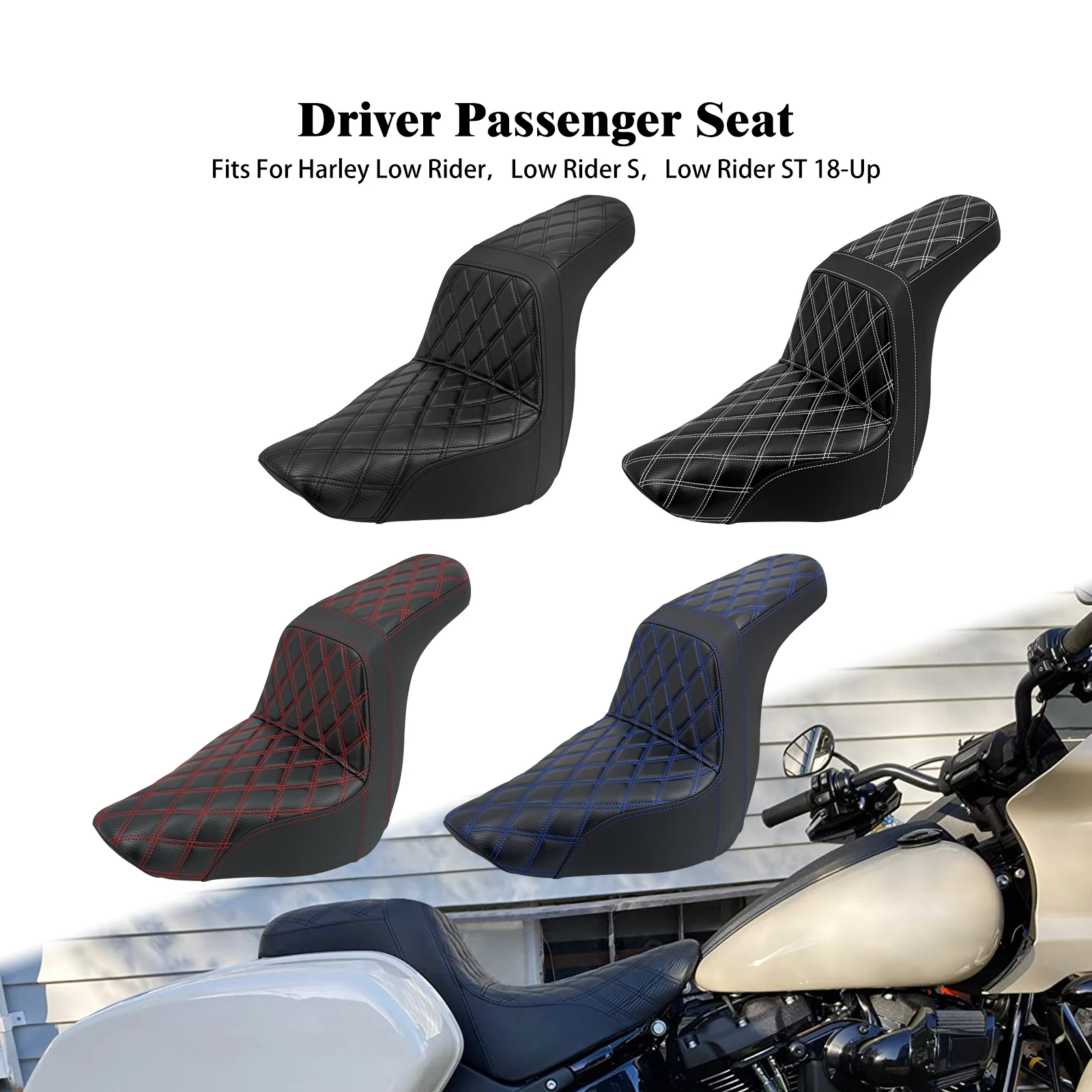 

Two-Up Seat Motorcycle Driver Passenger Cushion Front Rear Seat For Harley Softail Sport Glide FLSB Low Rider FXLR FXLRS 2018-Up