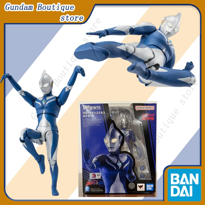 Bandai genuíno shf ultraman cosmos luna modo anime figura de ação colecionável conjunta modelo móvel brinquedo ornamentos presente crianças criança