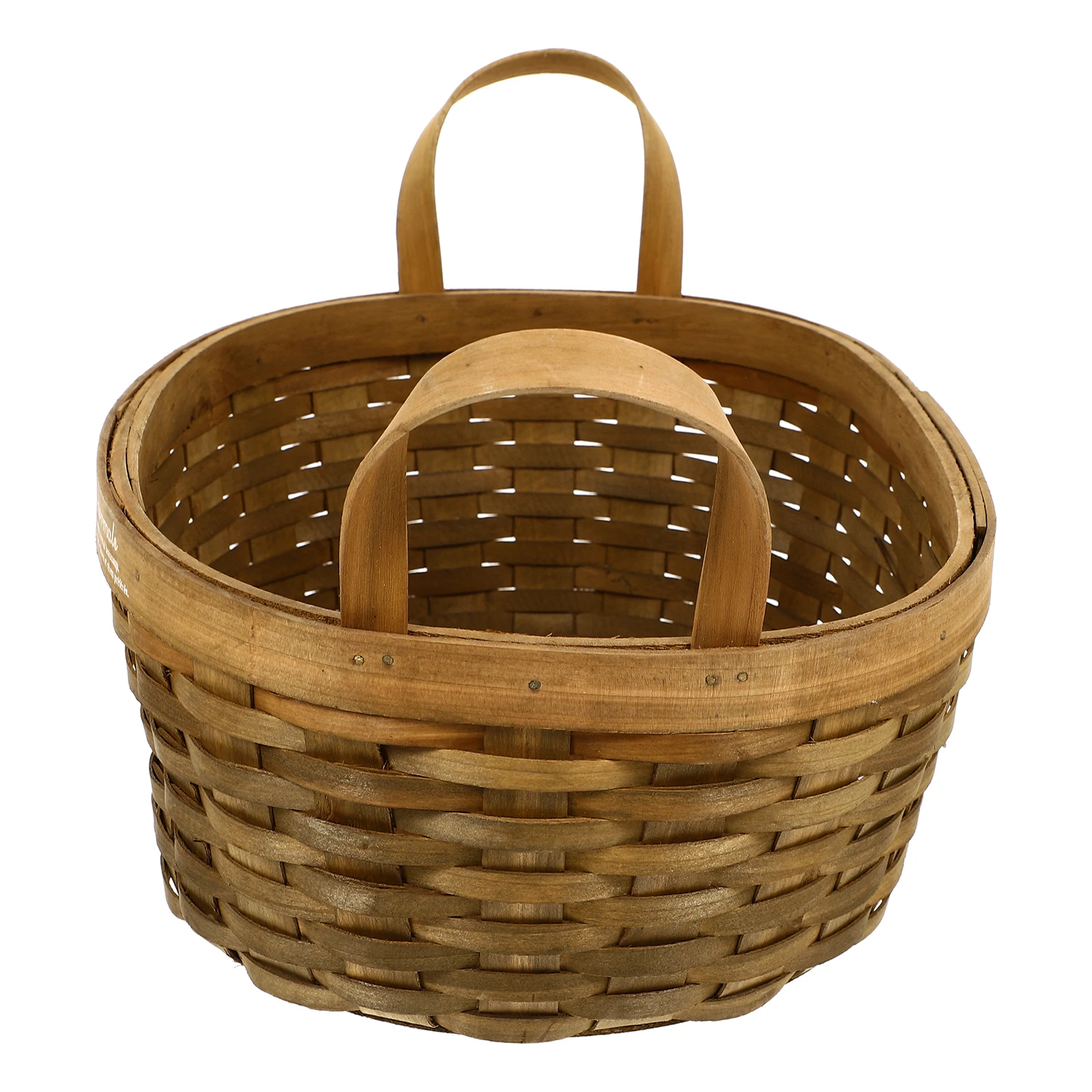 

1pc Sturdy Wooden Storage Basket Portable Handheld Organizer For Home Kitchen Bread Eggs Snacks Multi-Functional Woven Container