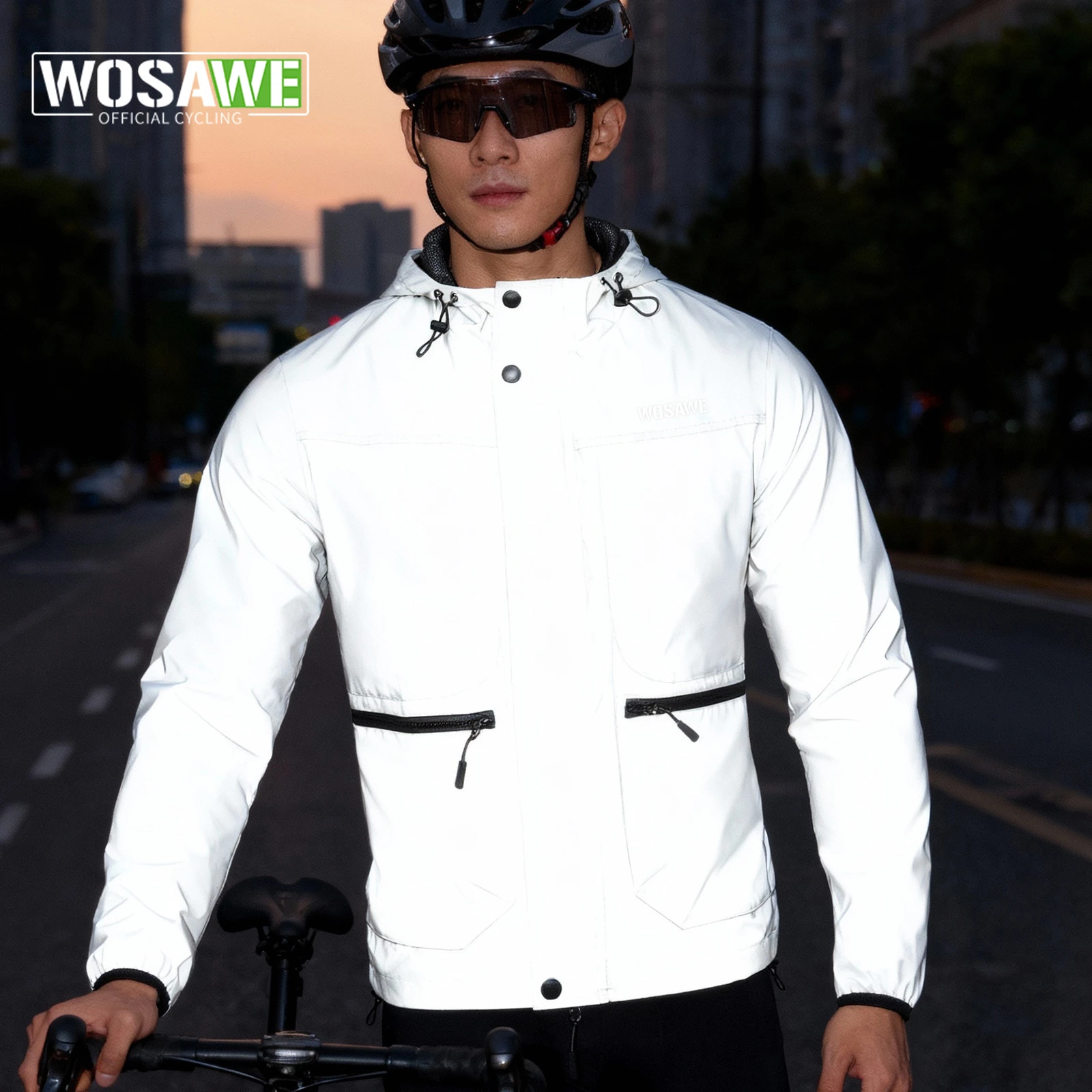 

WOSAWE Reflective Cycling Windbreaker Jacket Windproof Bike Riding Coat Night Safety High Vis MTB Road Sports Outerwear