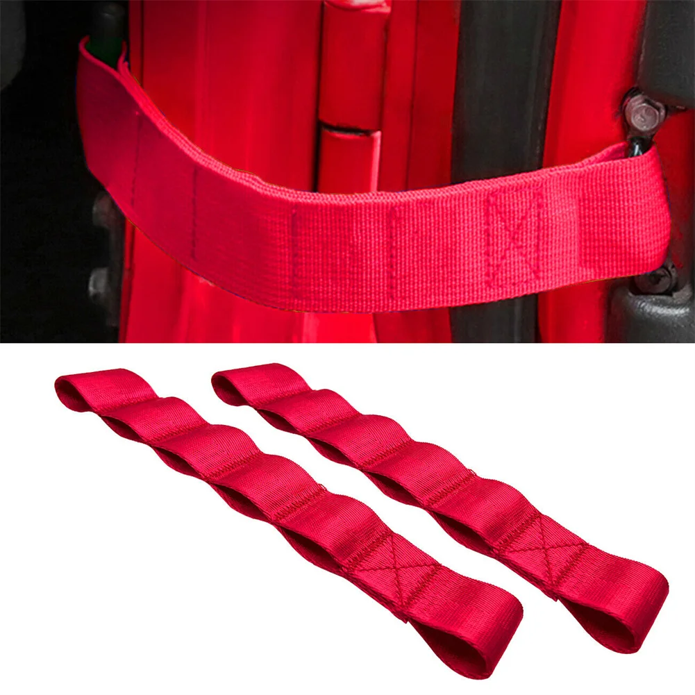 

2 Pcs Car Interior Door Limiting Check Straps Adjustable Limit Door Belt Red Nylon For Jeep Wrangler TJ JK JKU JL JLU 1995-202