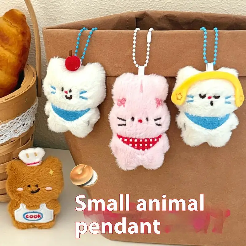 Cute Cartoon Plush Animal Toy Pendant Keychain Kawaii Cat Rabbit Stuffed Doll Ornament Backpack Decoration Pendant Accessories