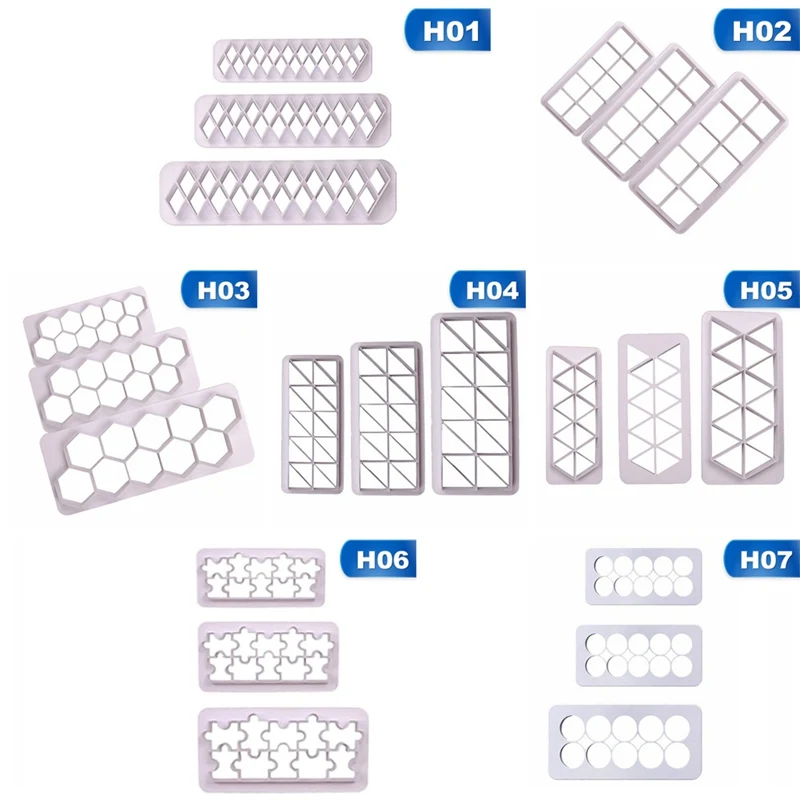 3PCS/Set Square Geometric Cutters Fondant Cookie Cake Mold Cutter Chocolate Mold Cake Decorating Cake Baking Tools DIY Mould