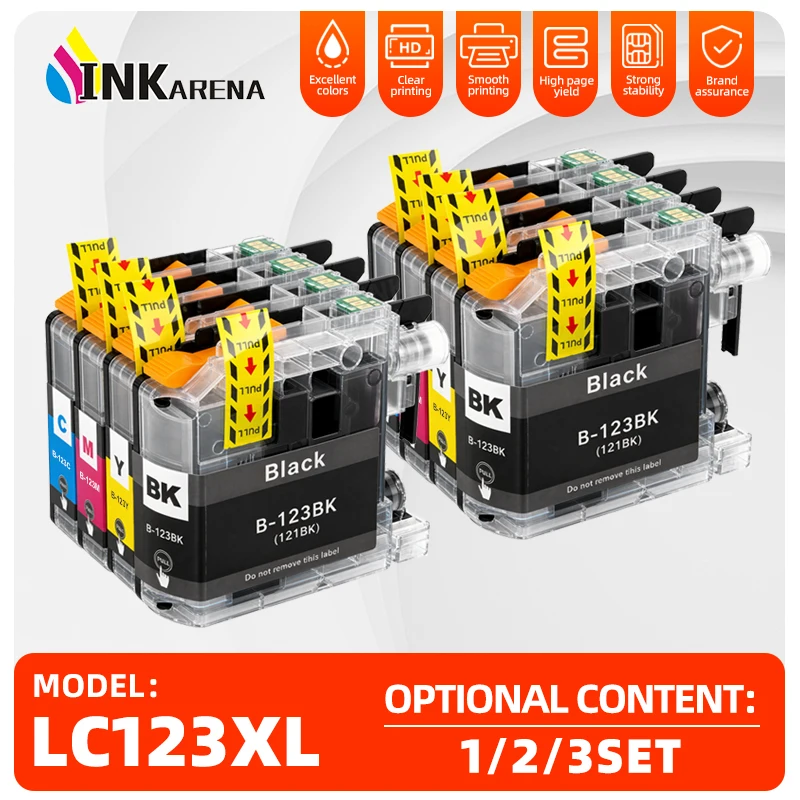 For Brother LC123 Ink Cartridge Compatible For MFC-J4510DW MFC-J4610DW Printer Ink Cartridge LC121 MFC-J4410DW MFC-J4710DW