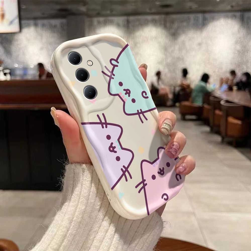 Funny Pusheens Cat 3D Wave Case For Samsung A73 A72 A71 A55 A54 A53 A35 A34 A33 A25 A24 A23 A15 A14 A13 A05 A04 A03 4G 5G Cover - náhled 3