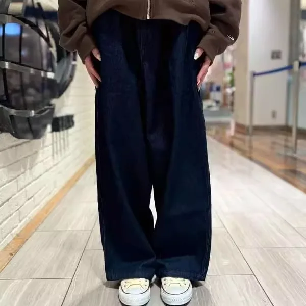 

Spring 2026 New Cotton Denim High Waist Loose Fit Boy Jeans Mountain Series Waed Straight Leg Blue Jeans Women's Casual