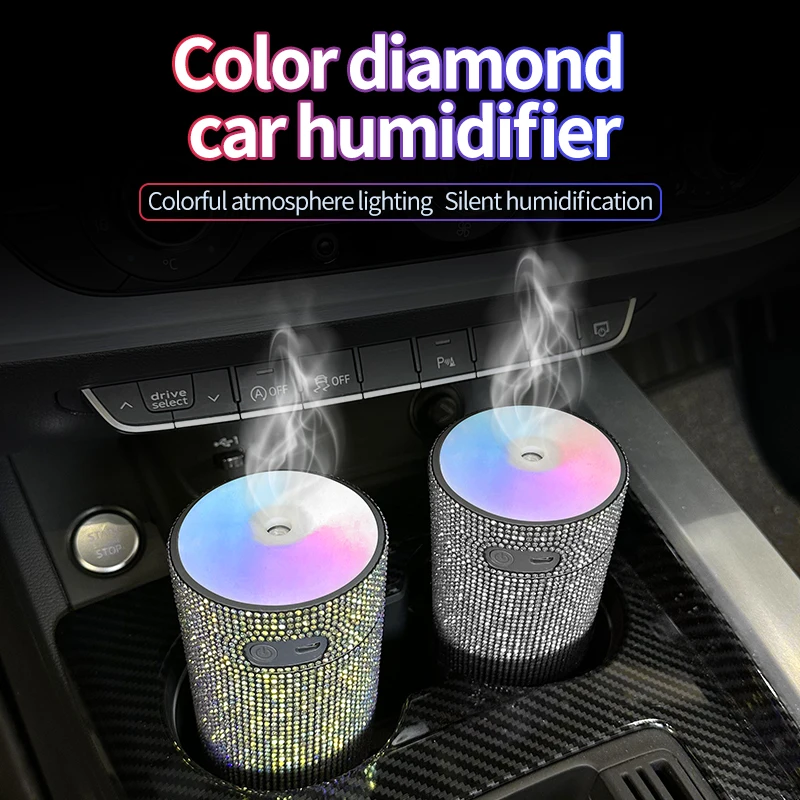 Bling Rhinestone Car Diffuser Humidifier USB Car Essential Oil Car Portable Mini Humidifier For Car, Office, Room