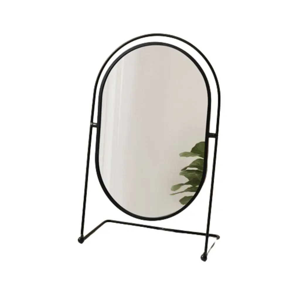 Iron Art Nordic Makeup Mirror Iron Frame Oval Desktop Stand Mirror Decoration Direct Color Vanity Mirror Student Dormitory