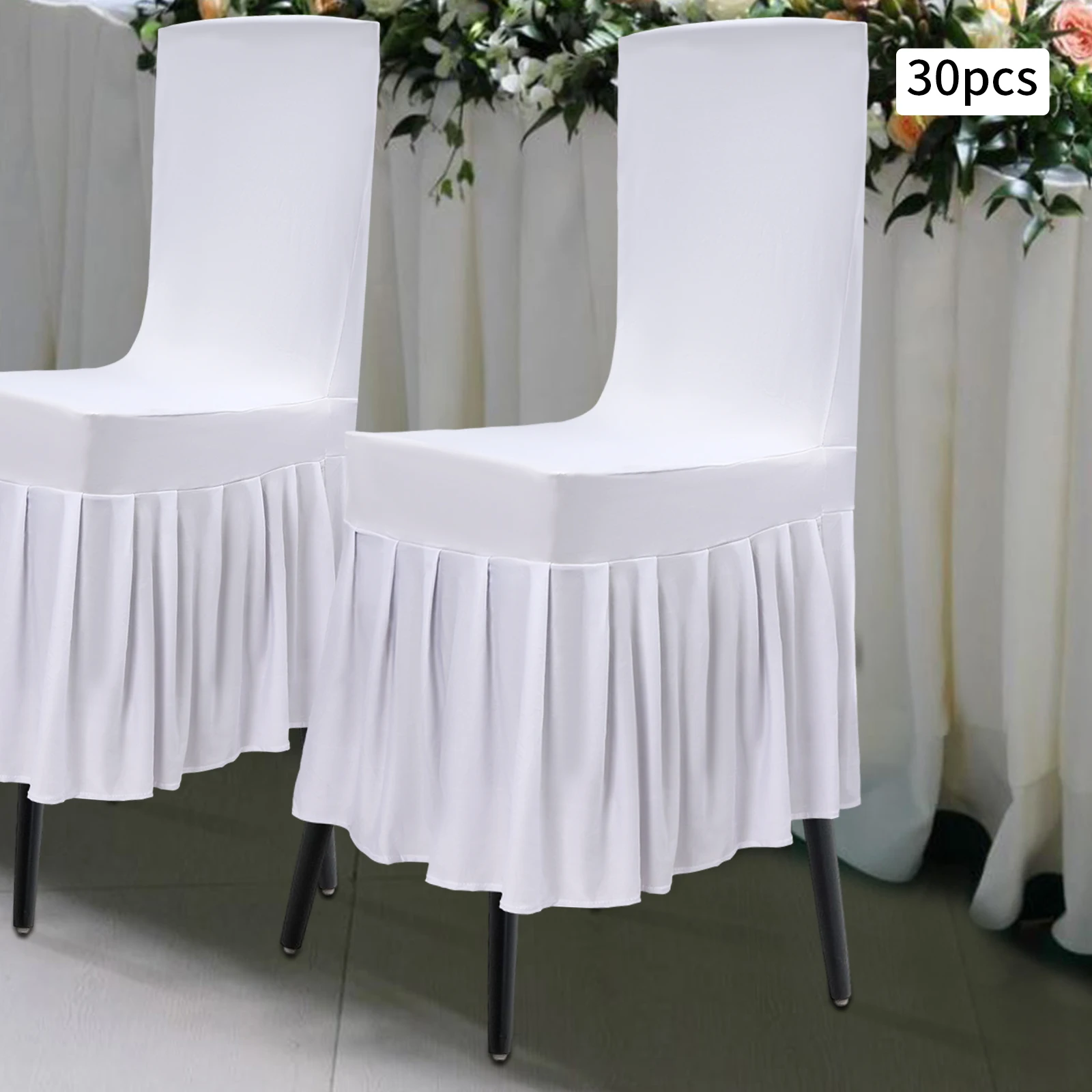

30-компонентные чехлы на стулья с юбкой, свадебные эластичные чехлы на стулья, эластичные чехлы на стулья с юбкой для свадеб, банкетов