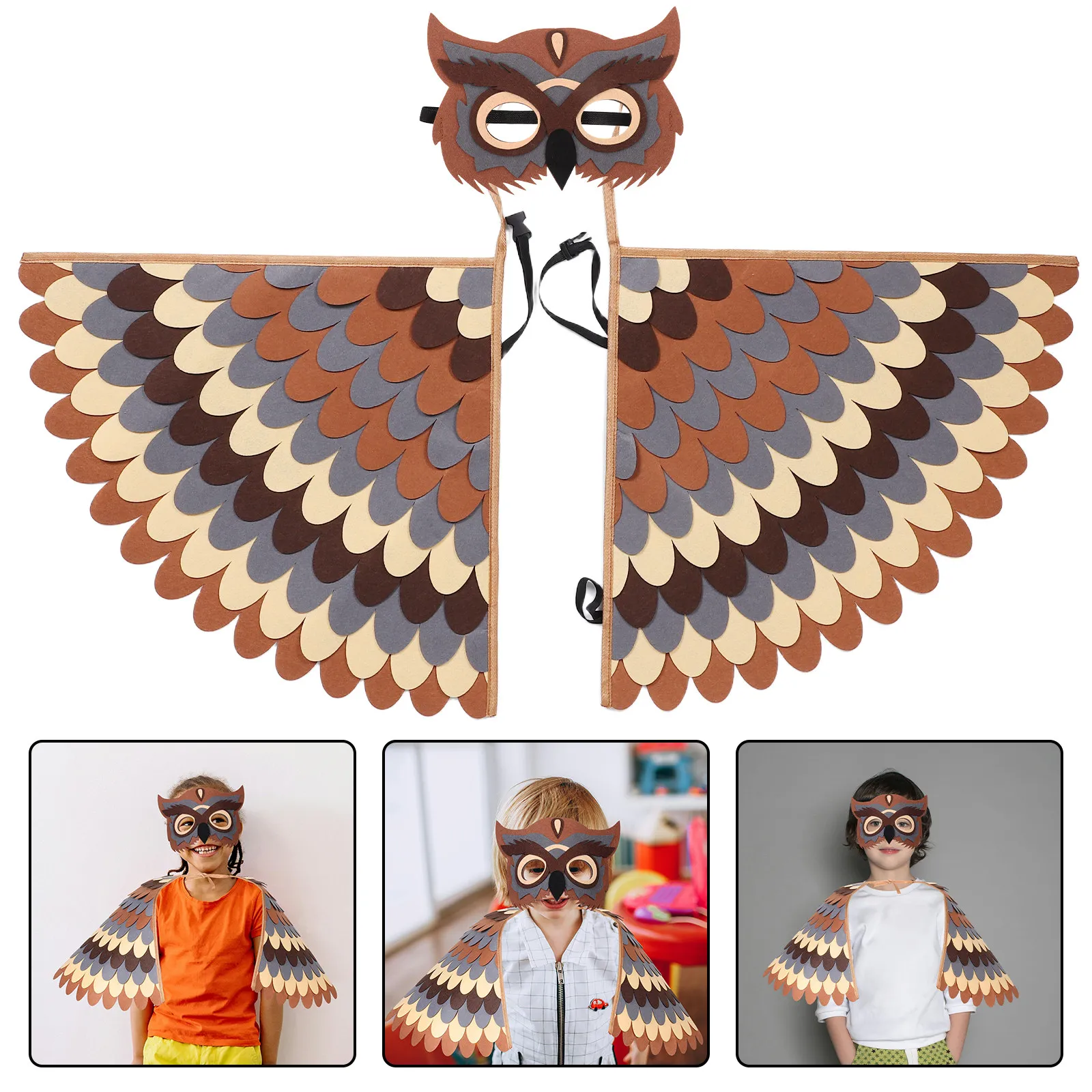 

Детский костюм совы с крыльями, фетровый плащ с маской для мальчиков и девочек, для сценических выступлений, Хэллоуина, вечеринок, маскарада.