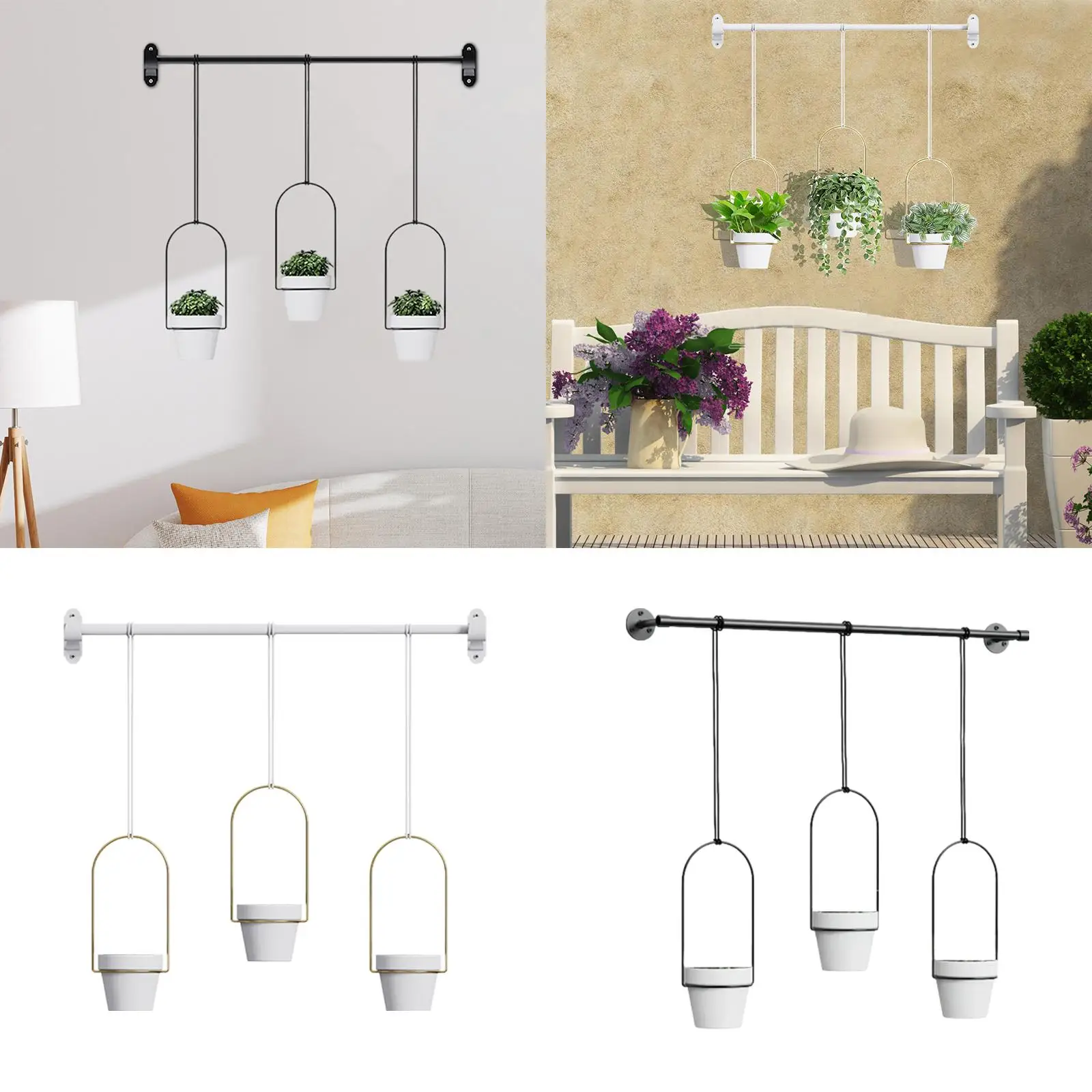 

Hanging Wall Planters Garden Decor Reliable Holder Sturdy Plant Hangers Window Plant Shelf for Greenery Yard Kitchens Ceiling