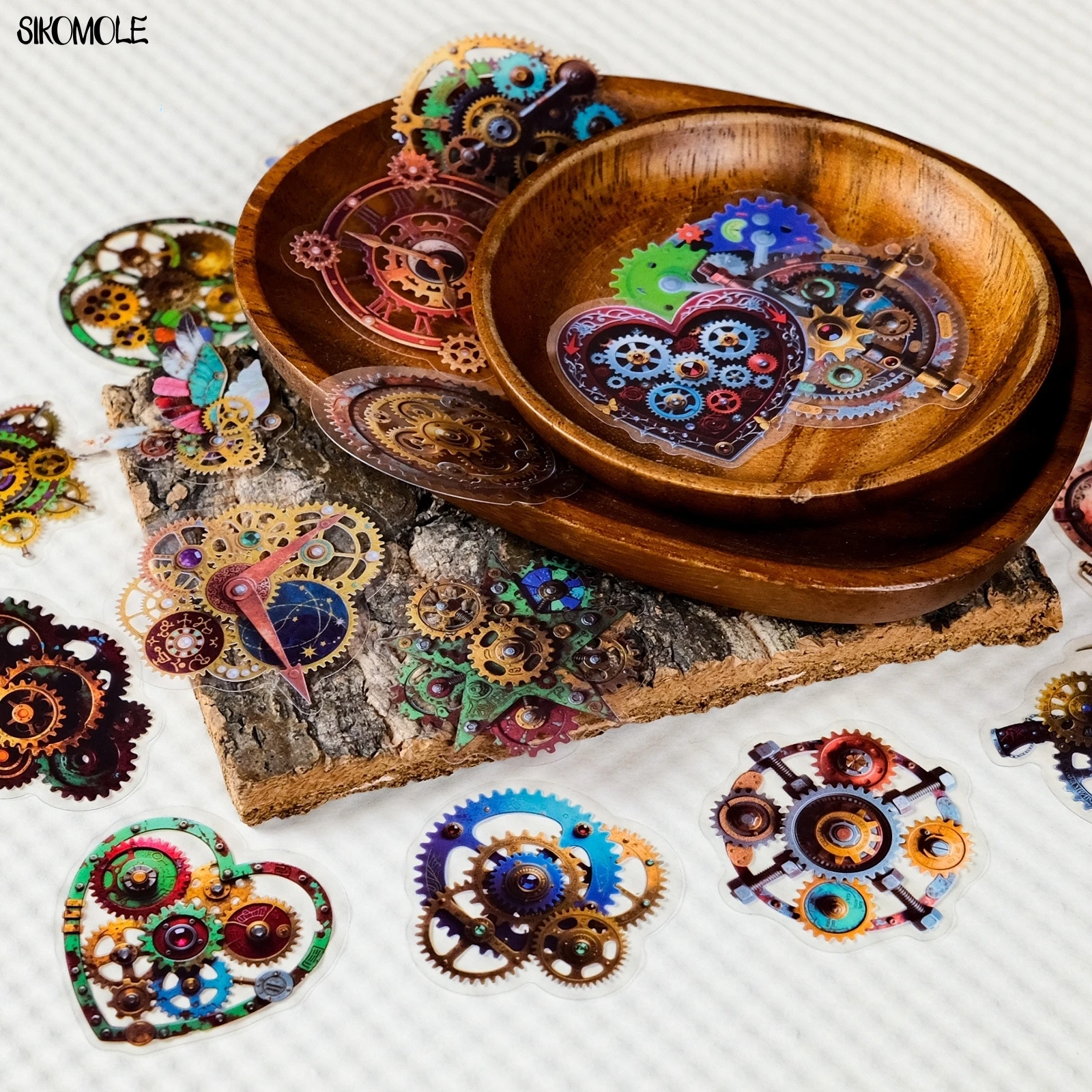 56개 펑크 기어 투명 PET 그래피티 스티커 기계식 기어 장식 핸드 어카운트 기타 스케이트보드 재료 스티커 장난감