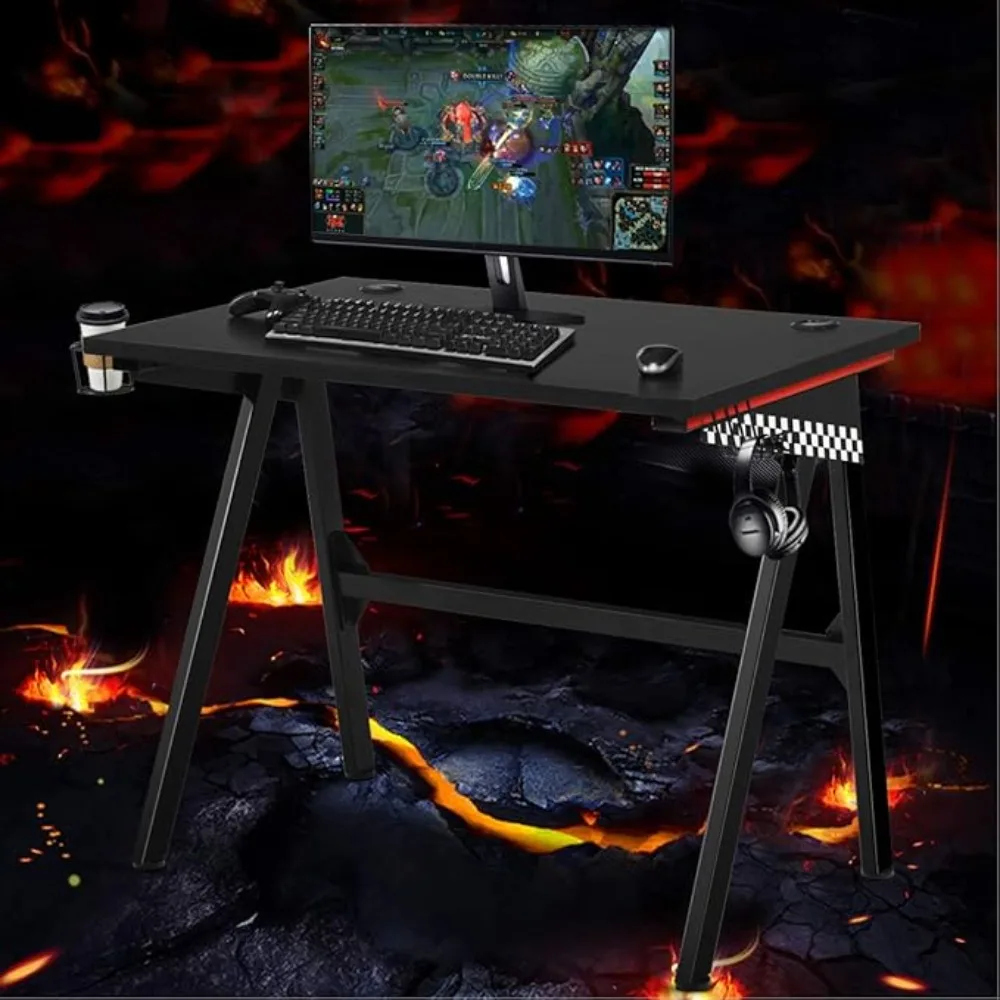 

Computer Desk Gaming Desk, E Sports Gamer Table, Proional Gamer Workstation with Cup Holder, pe Hook, Ergonomic PC Gaming Table,