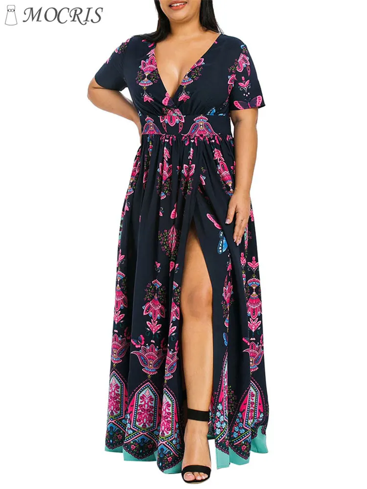 

Short-Sleeved Cotton Dresses for Women Floral Split Long Dresses Elegant and Pretty Party Plus Size Cheap and Casual Summer 2024