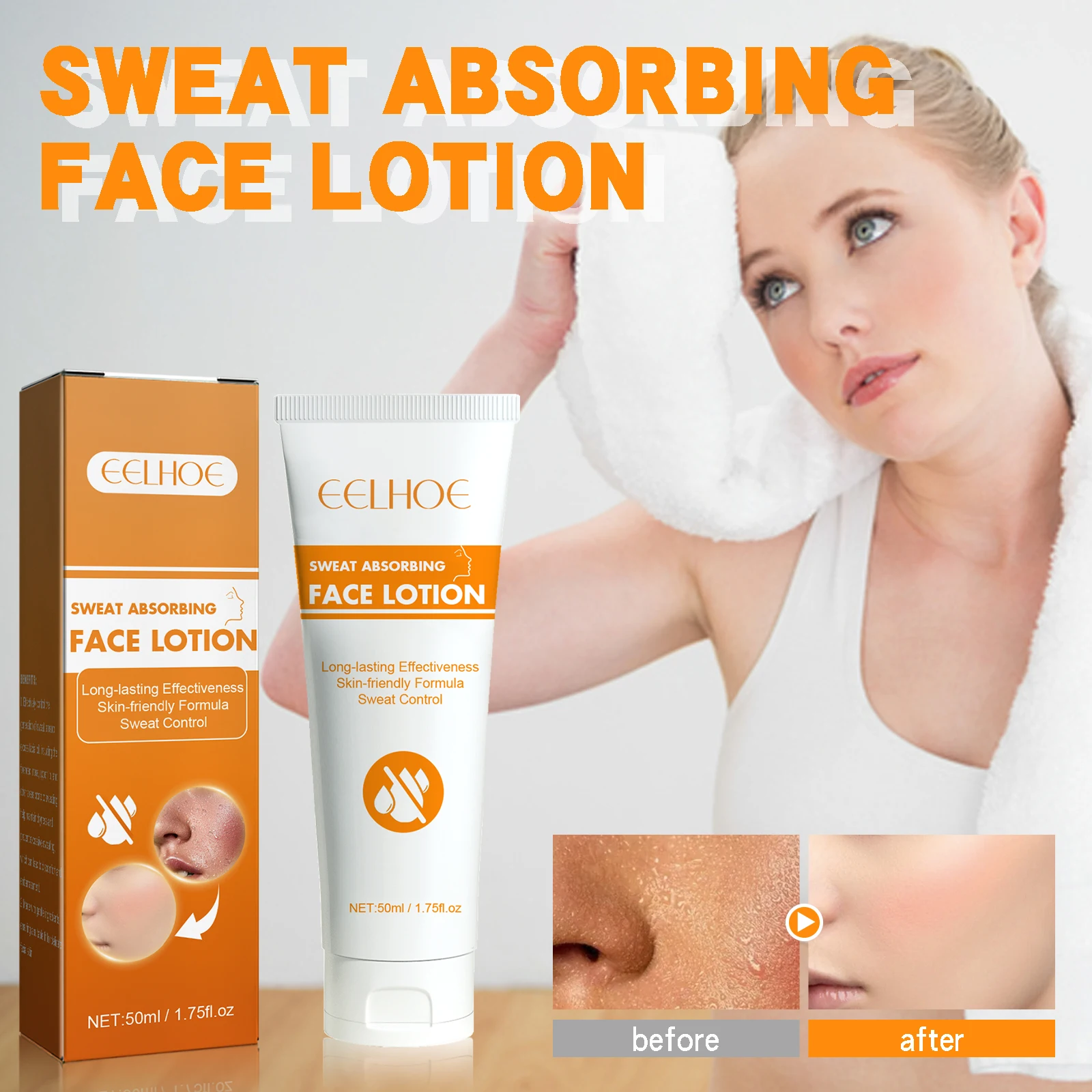 

Face Antiperspirant Cream Odor Cleaning Skin Drying Oil Control Refreshing Keep Makeup Antiperspirant Sweaty Lasting Lotion 50ml